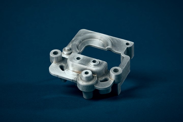 Demo part modeled after an automotive inverter housing made using selective diffusion bonding